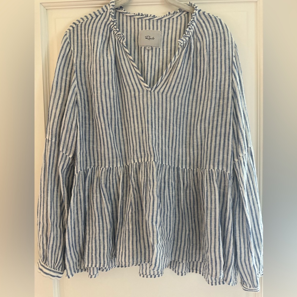 Rails Blue and White Striped Peplum Tunic